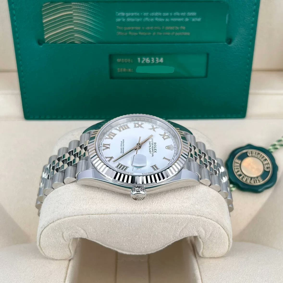 2025 Rolex Datejust 41 Fluted / White / Roman / Jubilee 126334-0024 — 41 mm, Steel, White dial