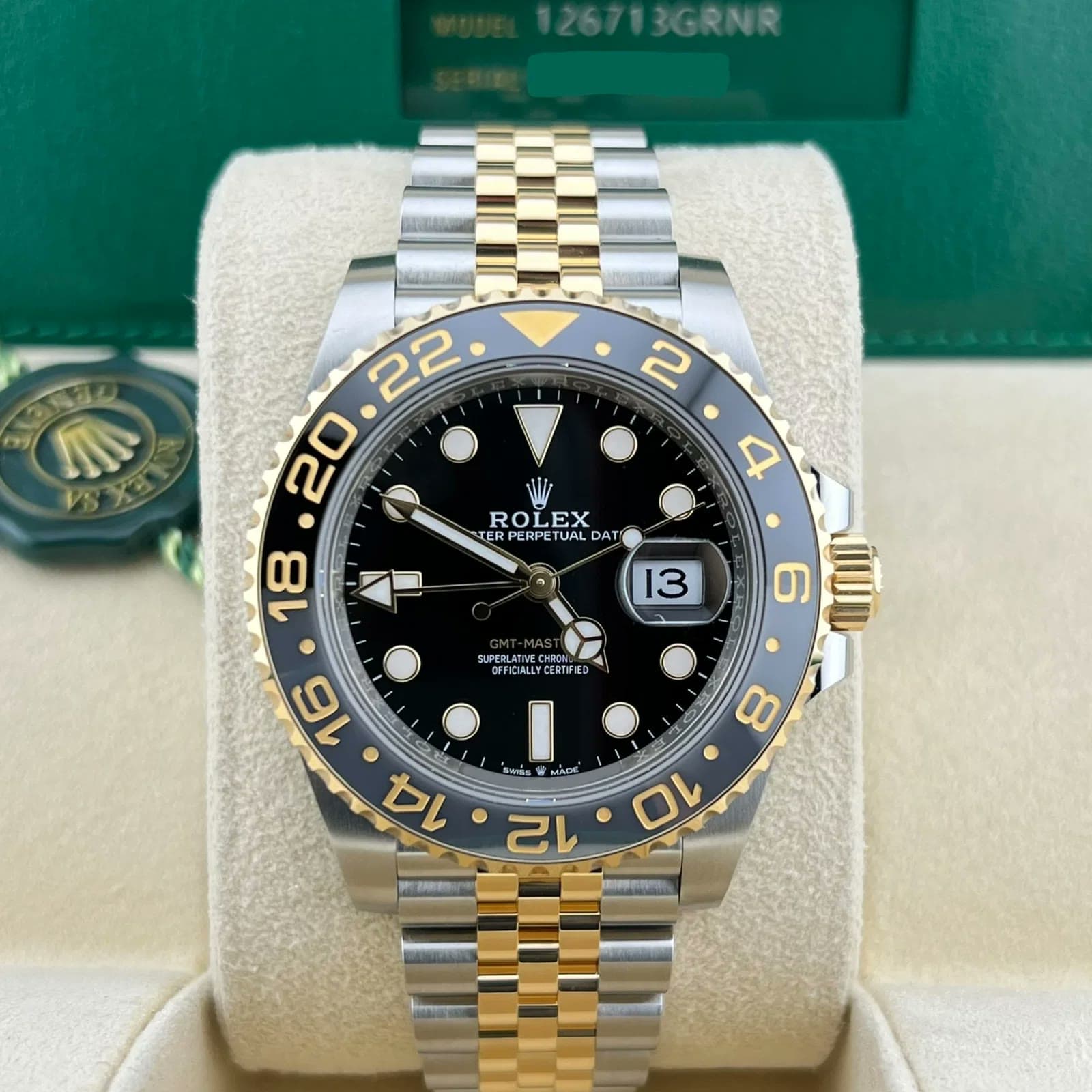 2024 Rolex GMT-Master II Two-Tone / Black / Jubilee 126713GRNR-0001 — 40 mm, Yellow Gold & Steel, Black dial