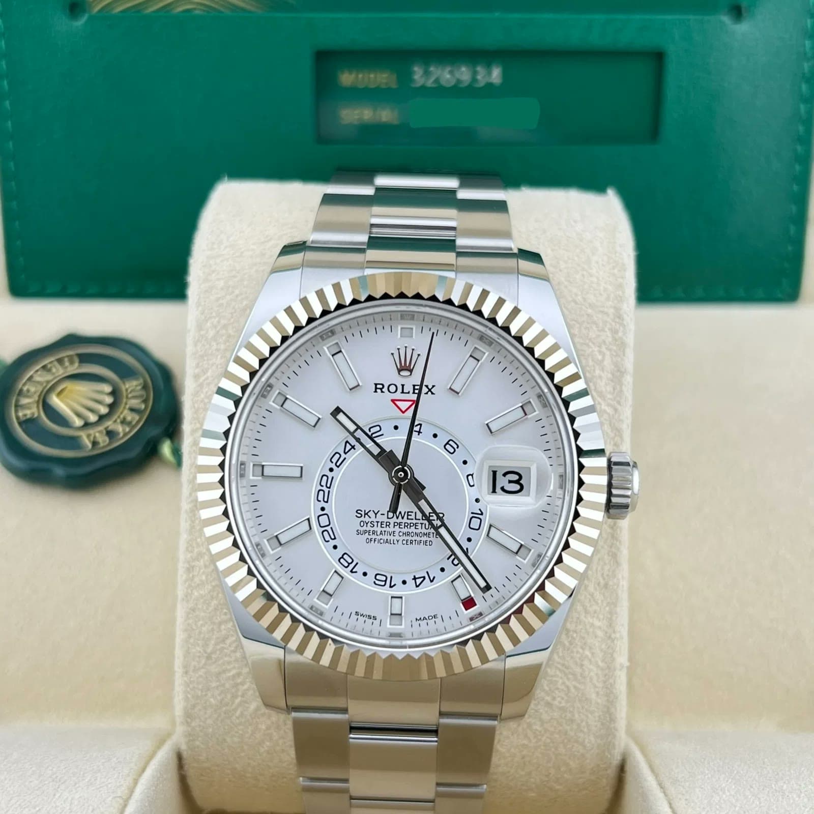 2021 Rolex Sky-Dweller White / Oyster 326934-0001 — 42 mm, White Gold & Steel, White dial