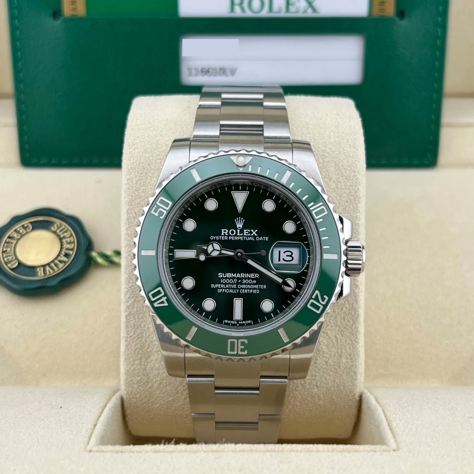 2016 Rolex Submariner "Hulk" 116610LV — 40 mm, Steel, Green dial 2016 Rolex Submariner "Hulk" 116610LV — 40 mm, Steel, Green dial